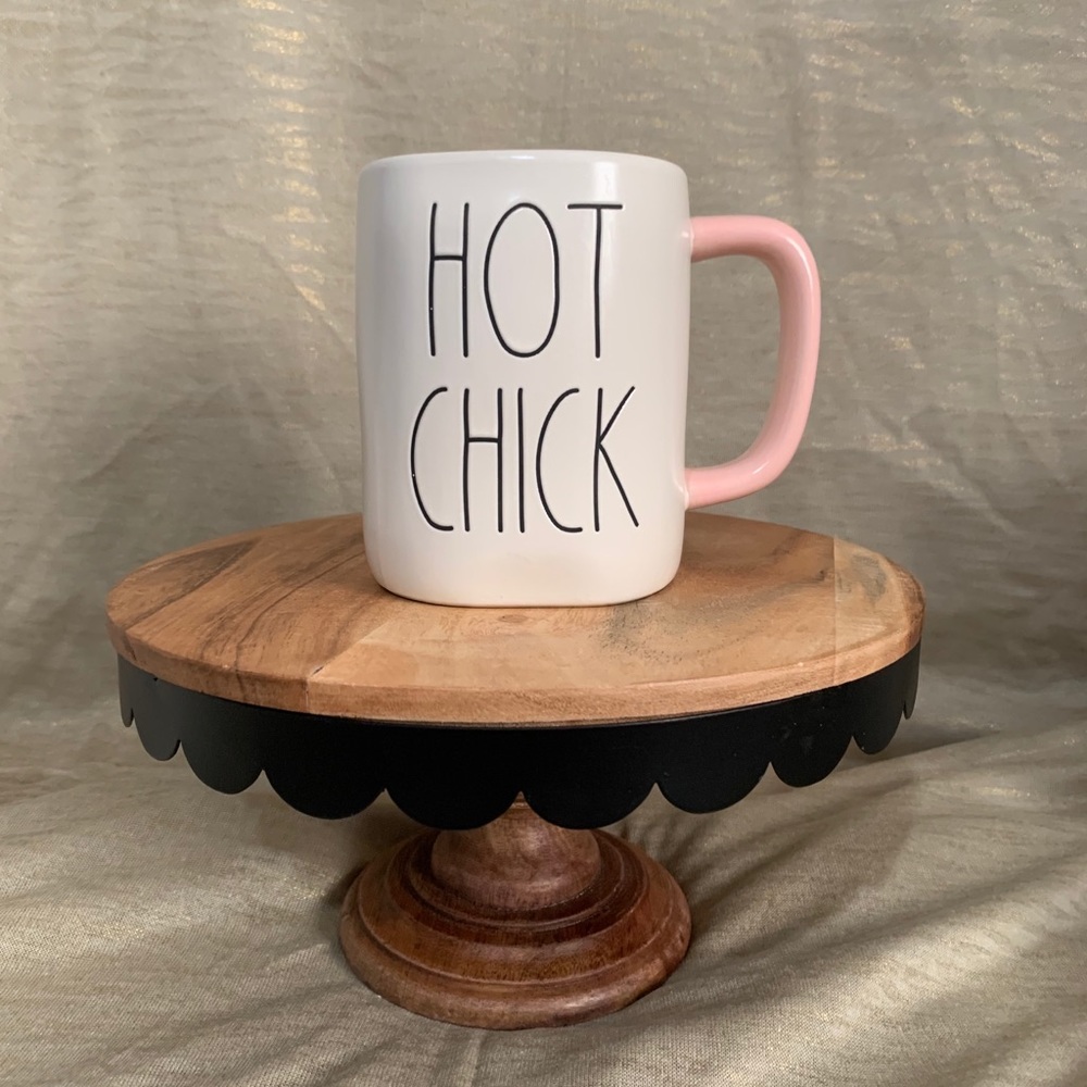 Rae Dunn “hot chick” mug pink interior and handle
